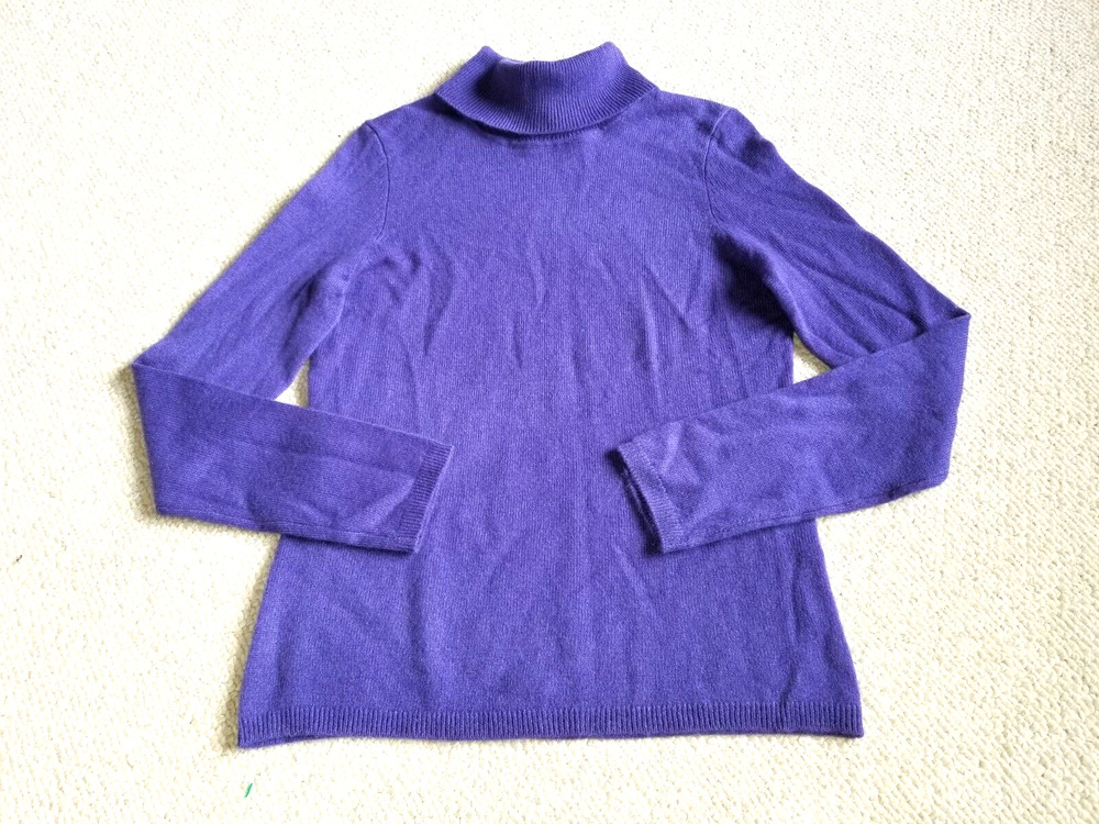 Womens Sweater-CHARTER CLUB-purple 2-ply 100% cashmere turtleneck Old Money-XS
